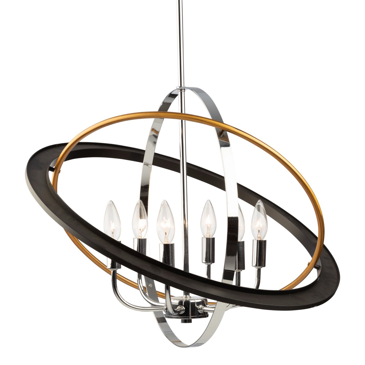 Artcraft - CL15116 - Six Light Chandelier - Cosmic - Dark Bronze, Chrome, Satin Brass