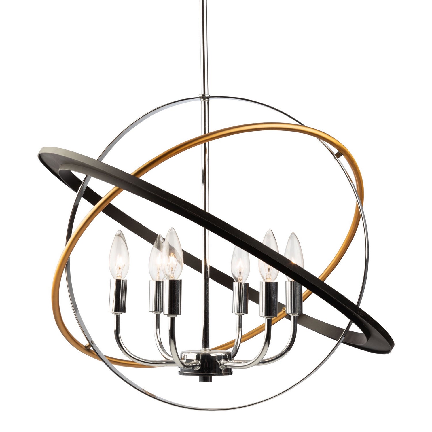 Artcraft - CL15116 - Six Light Chandelier - Cosmic - Dark Bronze, Chrome, Satin Brass