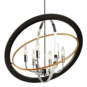 Artcraft - CL15116 - Six Light Chandelier - Cosmic - Dark Bronze, Chrome, Satin Brass