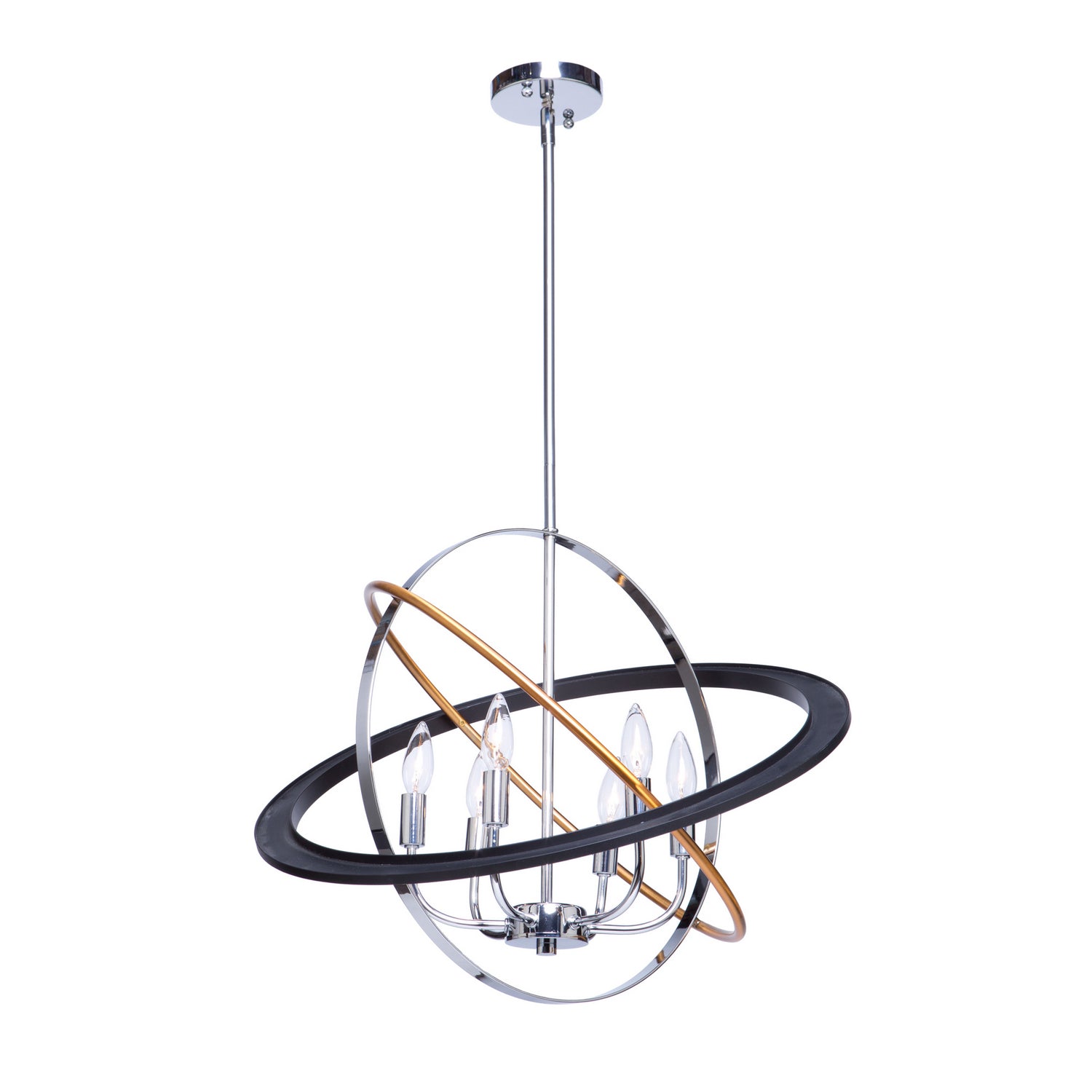 Artcraft - CL15116 - Six Light Chandelier - Cosmic - Dark Bronze, Chrome, Satin Brass