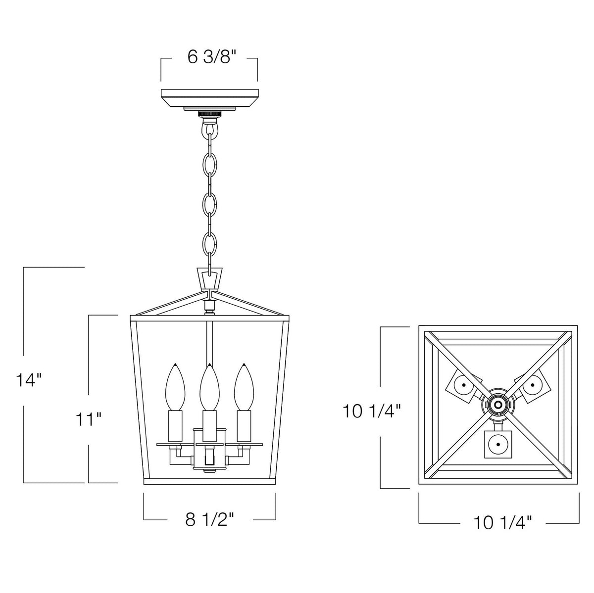 Norwell Lighting - 1084-PN-NG - Three Light Pendant - Cage - Polished Nickel