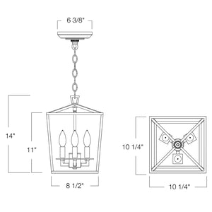 Norwell Lighting - 1084-PN-NG - Three Light Pendant - Cage - Polished Nickel