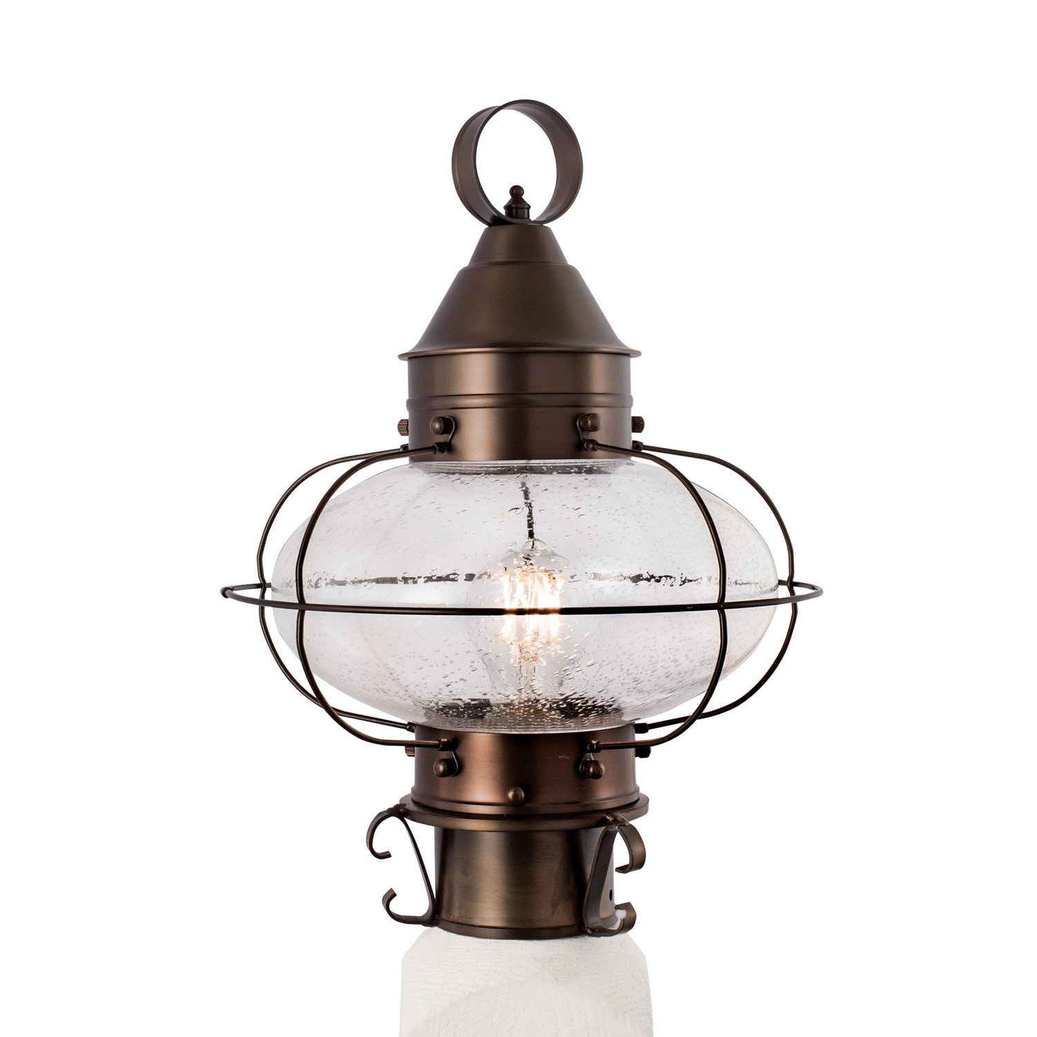 Norwell Lighting - 1321-BR-SE - One Light Post Mount - Cottage Onion - Bronze With Seedy Glass