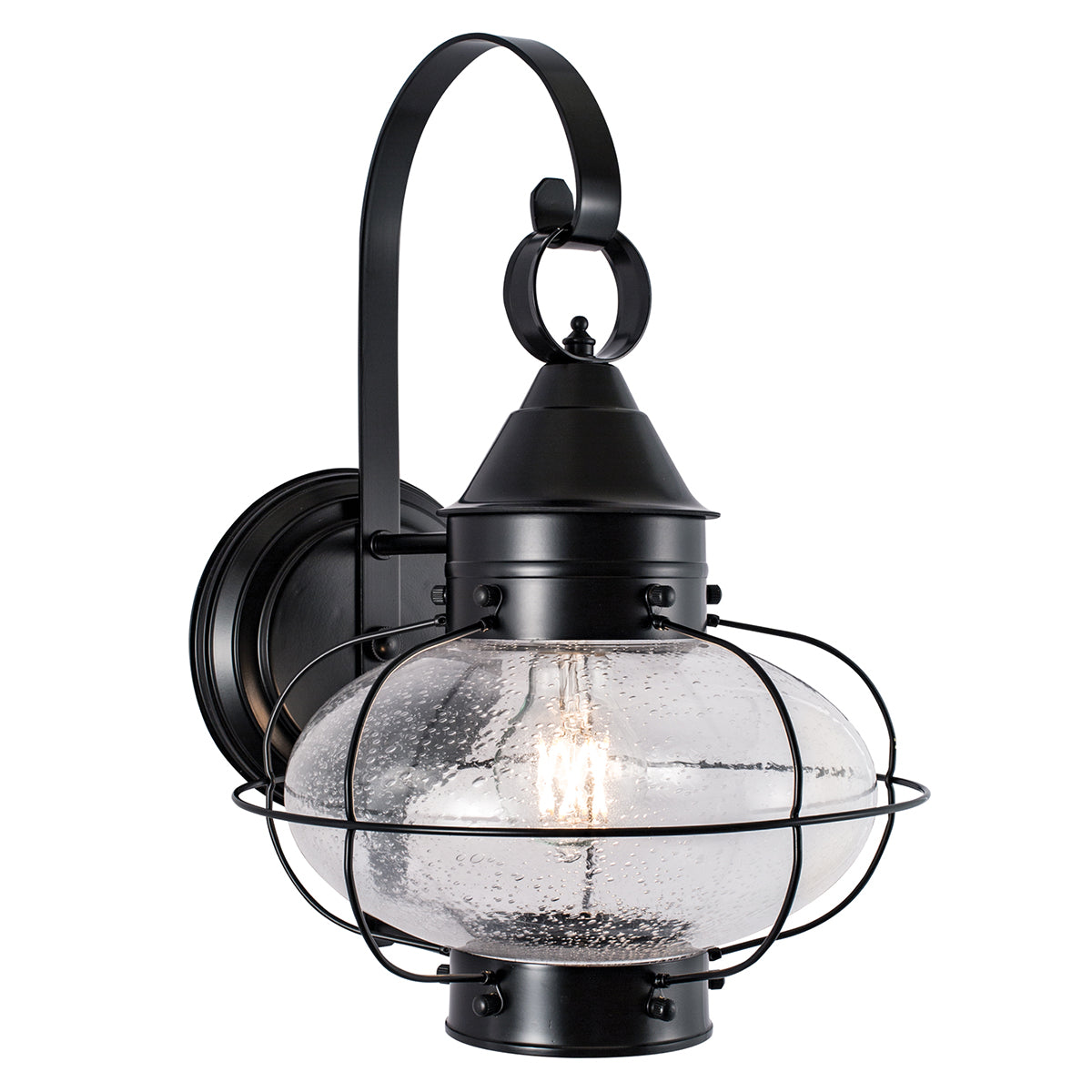 Norwell Lighting - 1324-BL-SE - One Light Wall Mount - Cottage Onion - Black With Seedy Glass