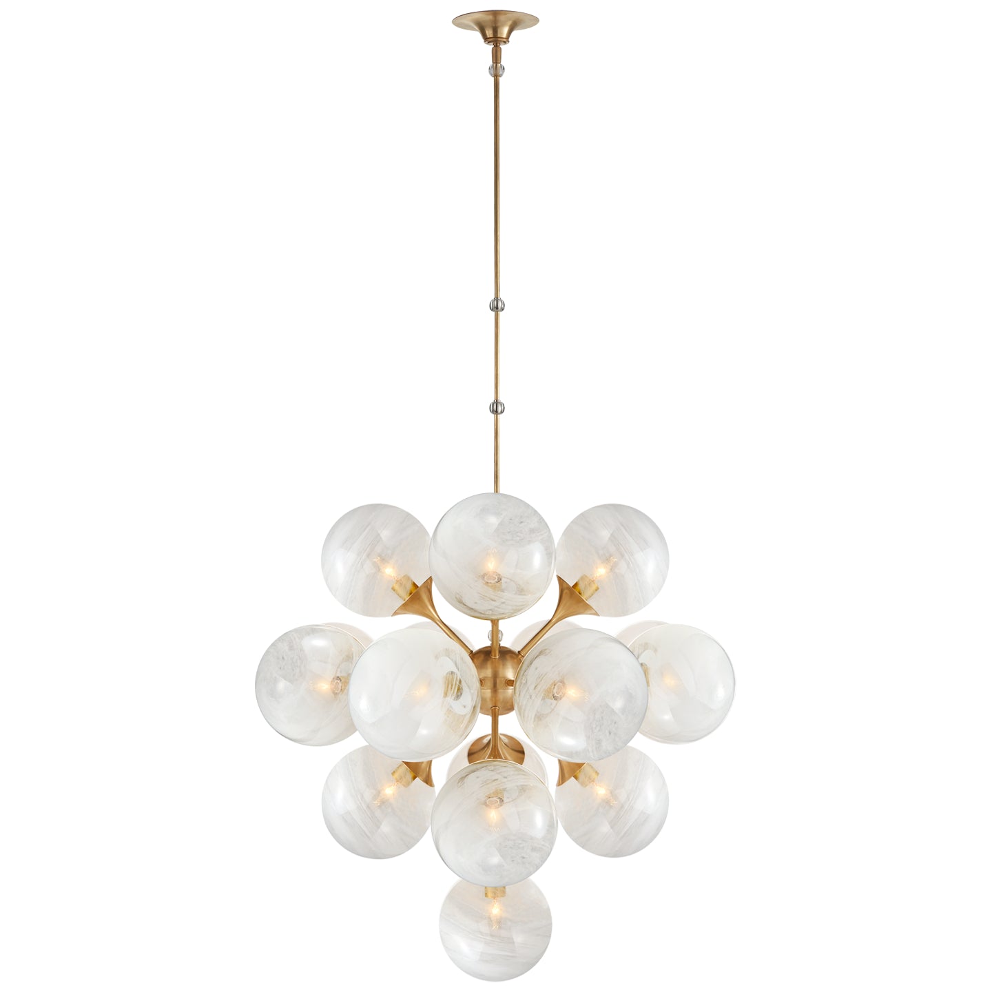 Visual Comfort Signature - ARN 5402HAB-WG - 17 Light Chandelier - Cristol - Hand-Rubbed Antique Brass