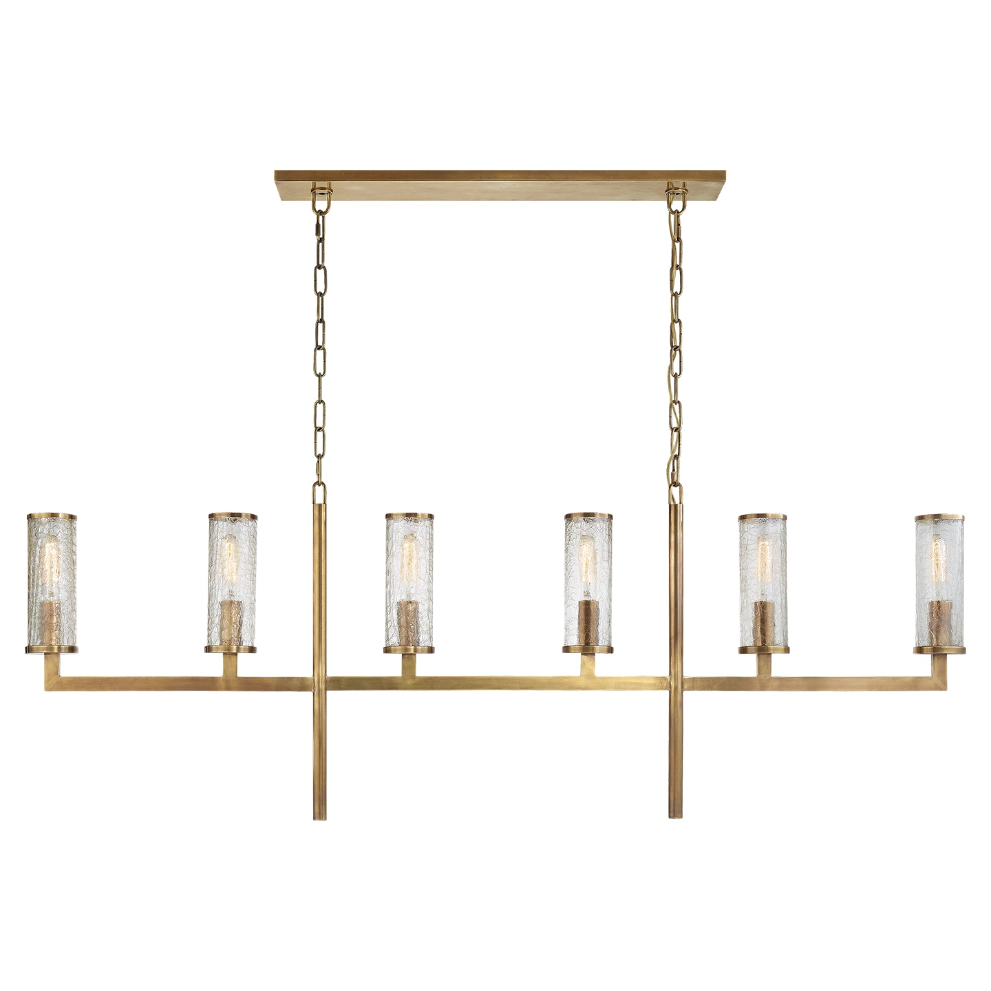 Visual Comfort Signature - KW 5203AB-CRG - Six Light Linear Chandelier - Liaison - Antique-Burnished Brass