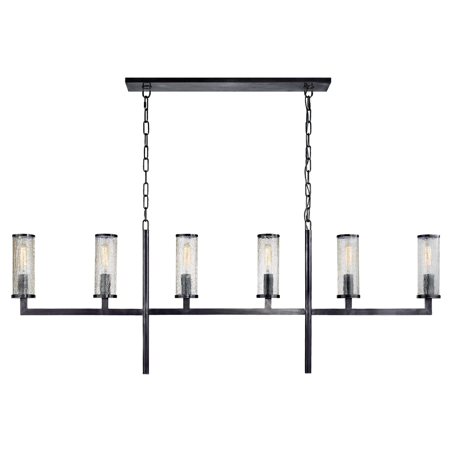 Visual Comfort Signature - KW 5203BZ-CRG - Six Light Linear Chandelier - Liaison - Bronze
