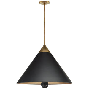 Visual Comfort Signature - KW 5515AB/BM-BLK - Three Light Pendant - Cleo - Antique-Burnished Brass