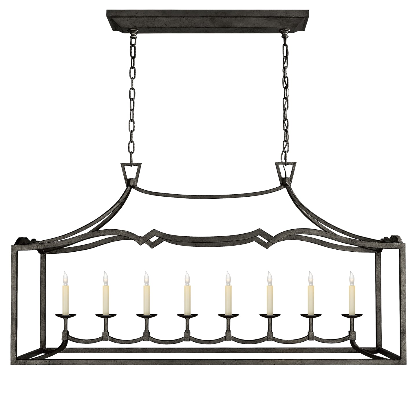 Visual Comfort Signature - CHC 2183AI - Eight Light Linear Pendant - Darlana Fancy - Aged Iron