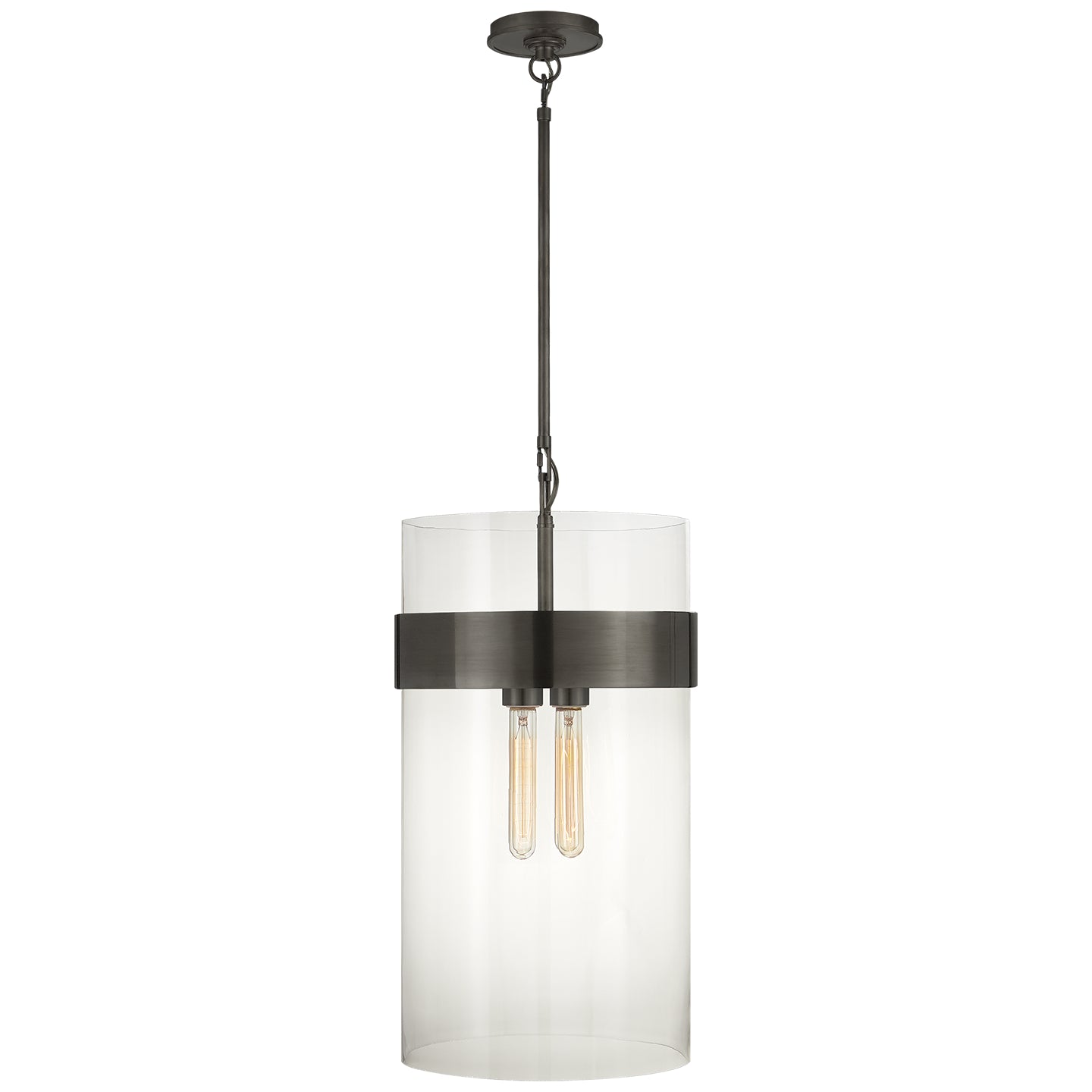 Visual Comfort Signature - S 5674BZ-CG - Four Light Pendant - Presidio - Bronze