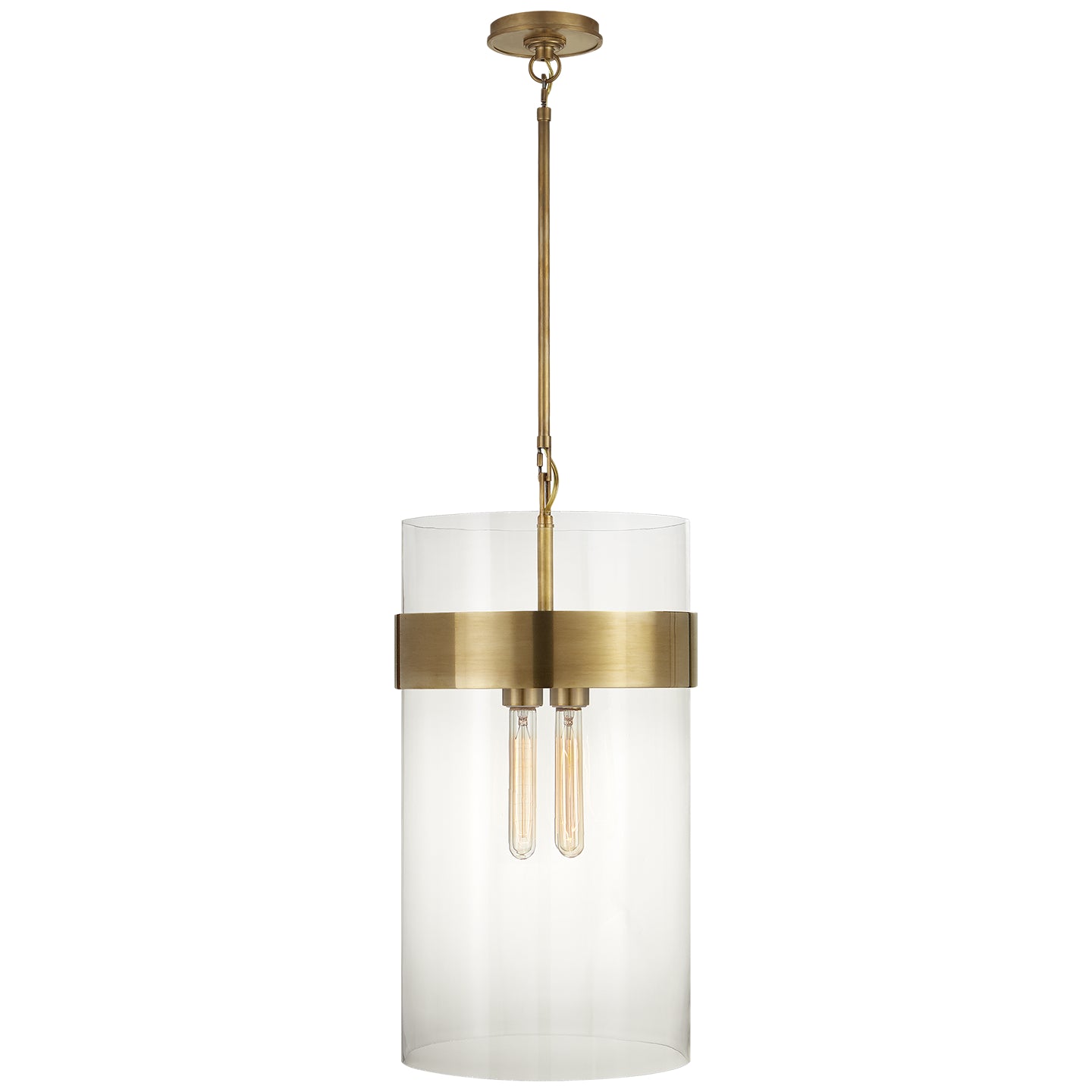 Visual Comfort Signature - S 5674HAB-CG - Four Light Pendant - Presidio - Hand-Rubbed Antique Brass