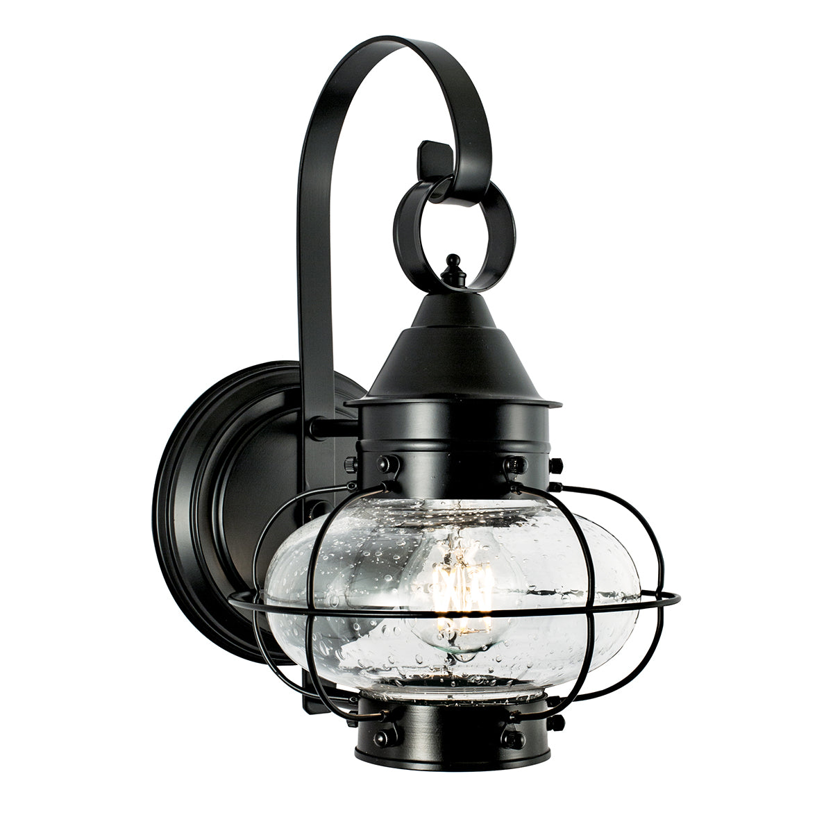 Norwell Lighting - 1323-BL-SE - One Light Wall Mount - Cottage Onion - Black With Seedy Glass