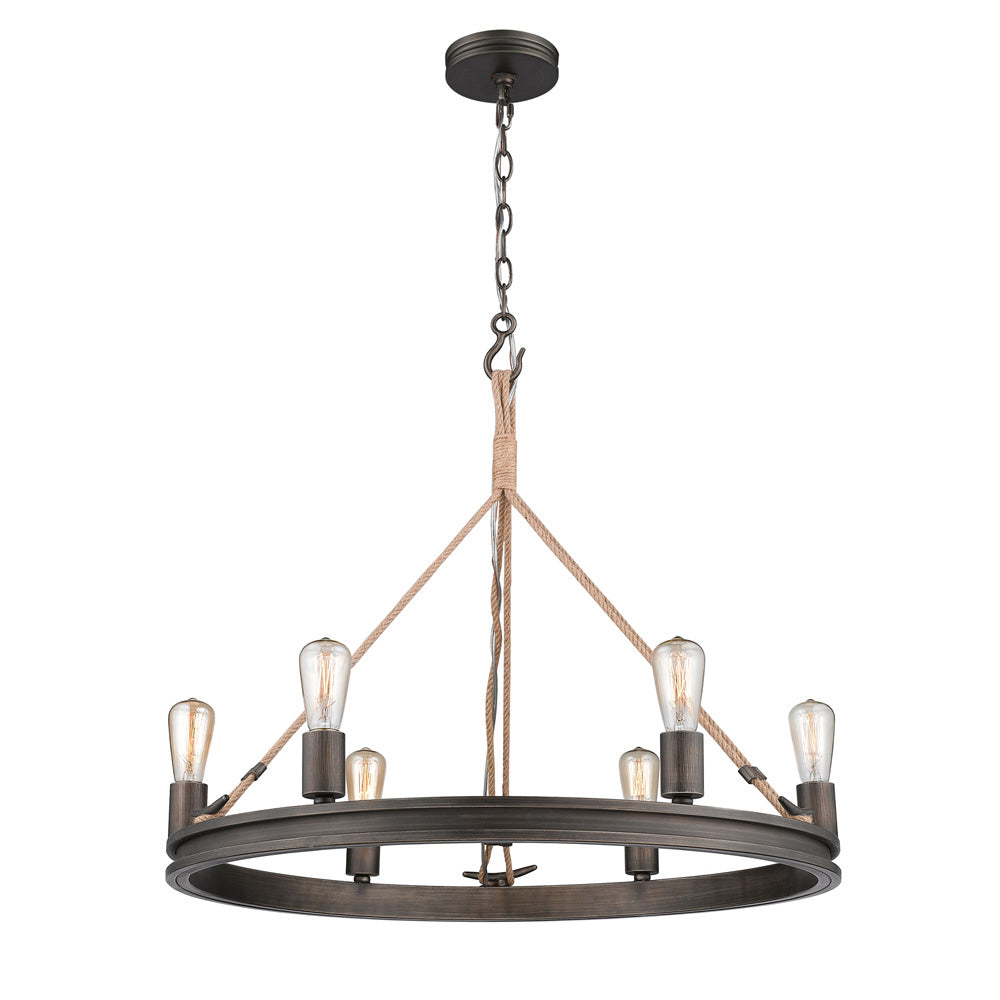 Golden - 1048-6 GMT - Six Light Chandelier - Chatham - Gunmetal Bronze