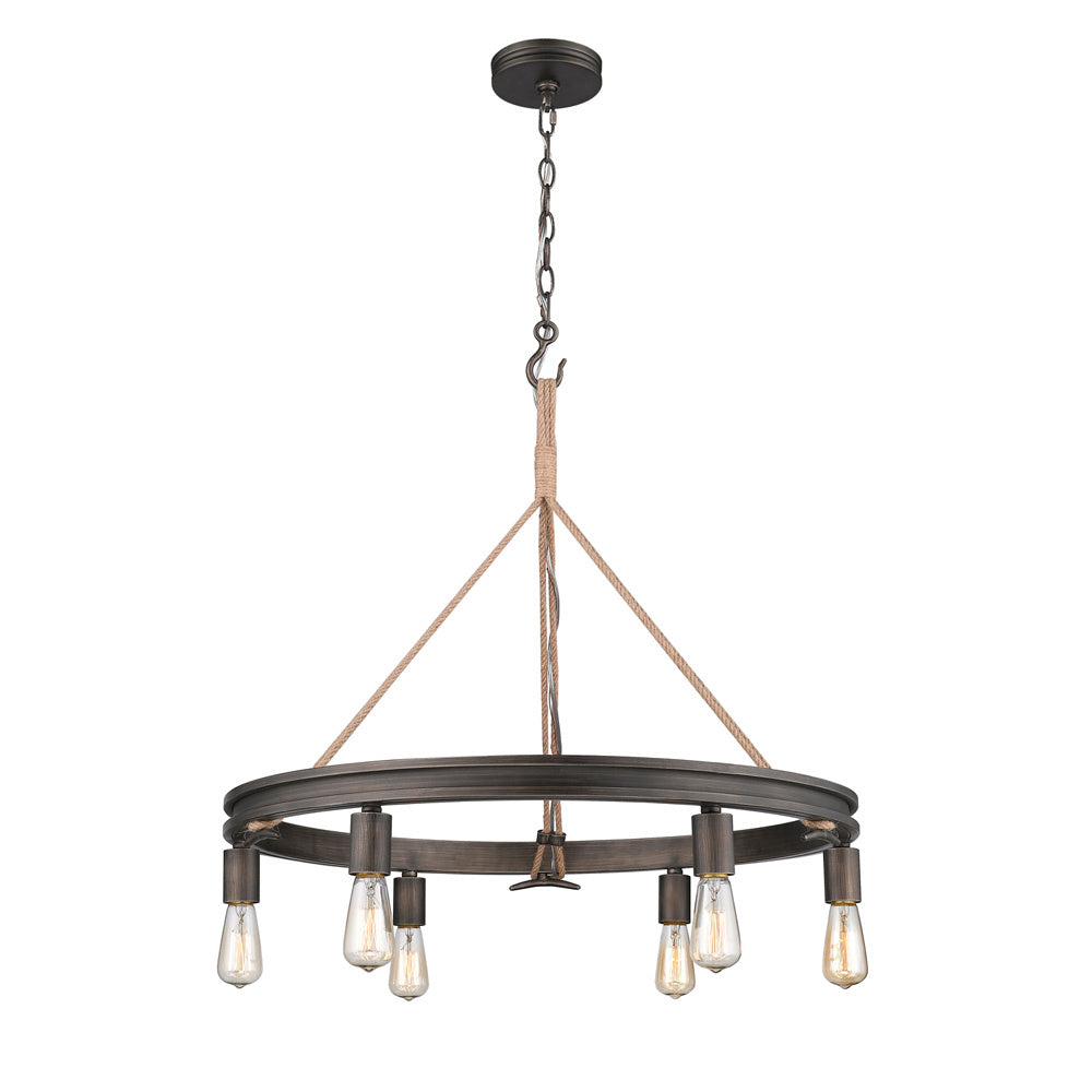 Golden - 1048-6 GMT - Six Light Chandelier - Chatham - Gunmetal Bronze