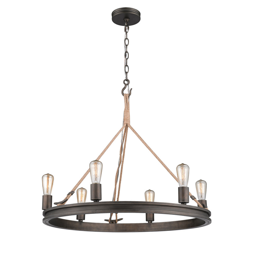 Golden - 1048-6 GMT - Six Light Chandelier - Chatham - Gunmetal Bronze