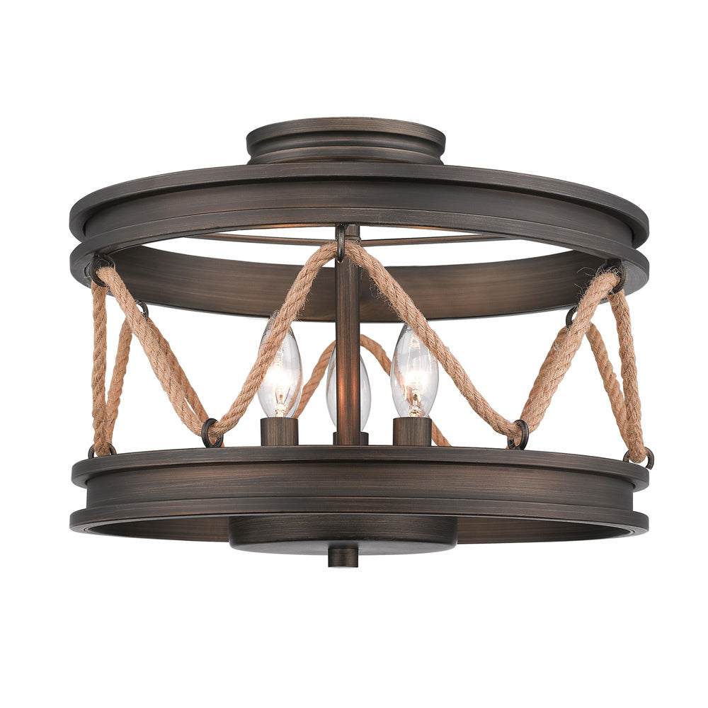 Golden - 1048-SF GMT - Three Light Semi-Flush Mount - Chatham - Gunmetal Bronze