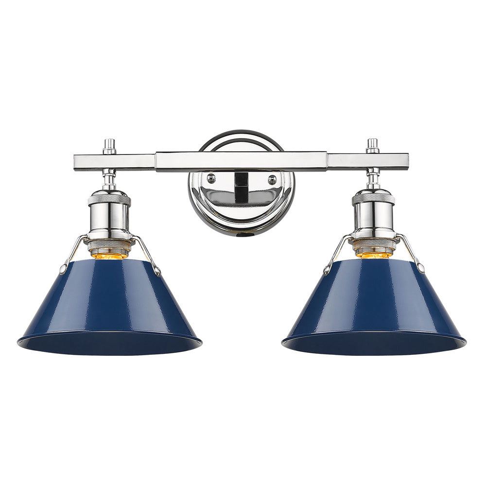 Golden - 3306-BA2 CH-NVY - Two Light Bath Vanity - Orwell CH - Chrome