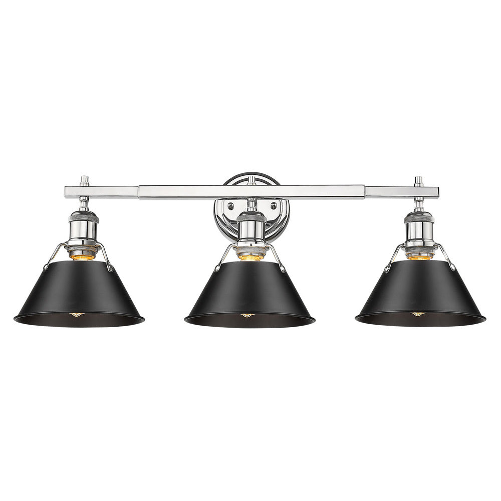 Golden - 3306-BA3 CH-BLK - Three Light Bath Vanity - Orwell CH - Chrome