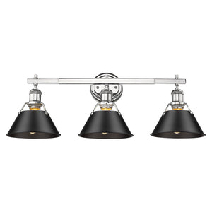 Golden - 3306-BA3 CH-BLK - Three Light Bath Vanity - Orwell CH - Chrome