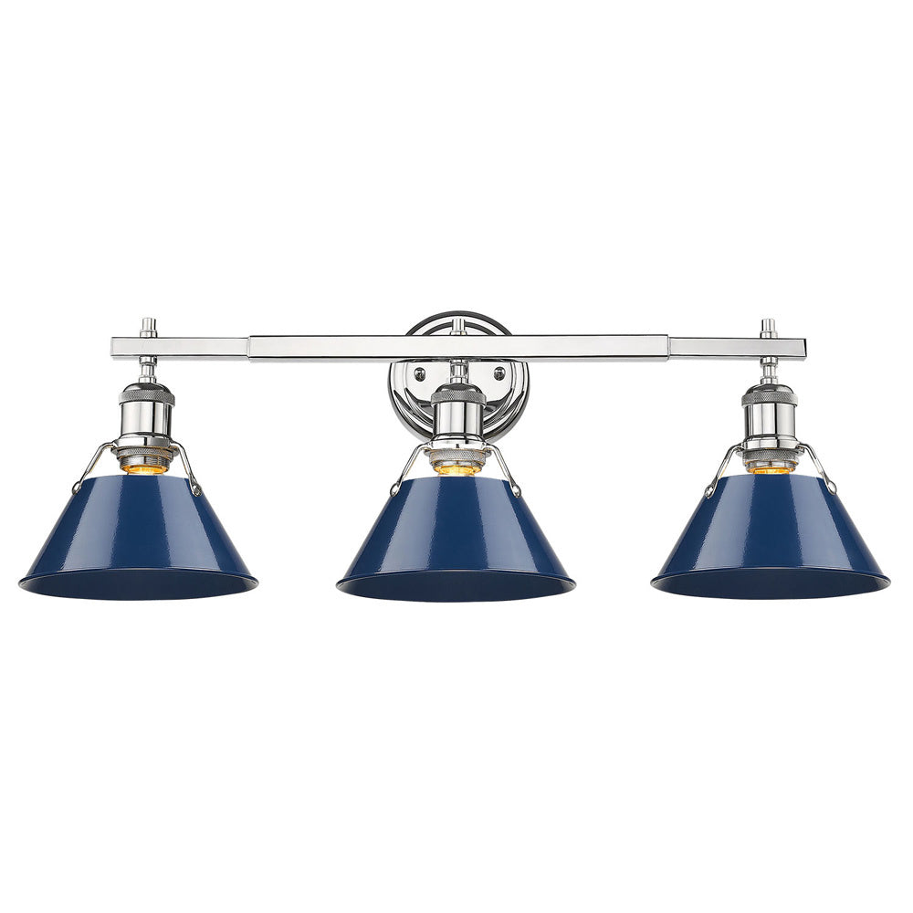 Golden - 3306-BA3 CH-NVY - Three Light Bath Vanity - Orwell CH - Chrome