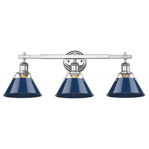 Golden - 3306-BA3 CH-NVY - Three Light Bath Vanity - Orwell CH - Chrome