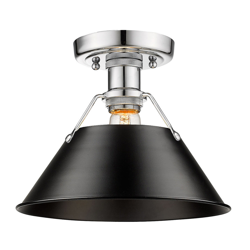 Golden - 3306-FM CH-BLK - One Light Flush Mount - Orwell CH - Chrome