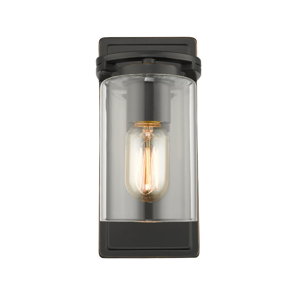 Golden - 7041-1W BLK-CLR - One Light Wall Sconce - Monroe - Matte Black with Gold Highlights