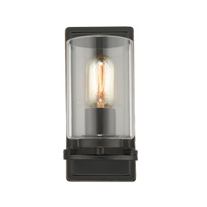 Golden - 7041-1W BLK-CLR - One Light Wall Sconce - Monroe - Matte Black with Gold Highlights