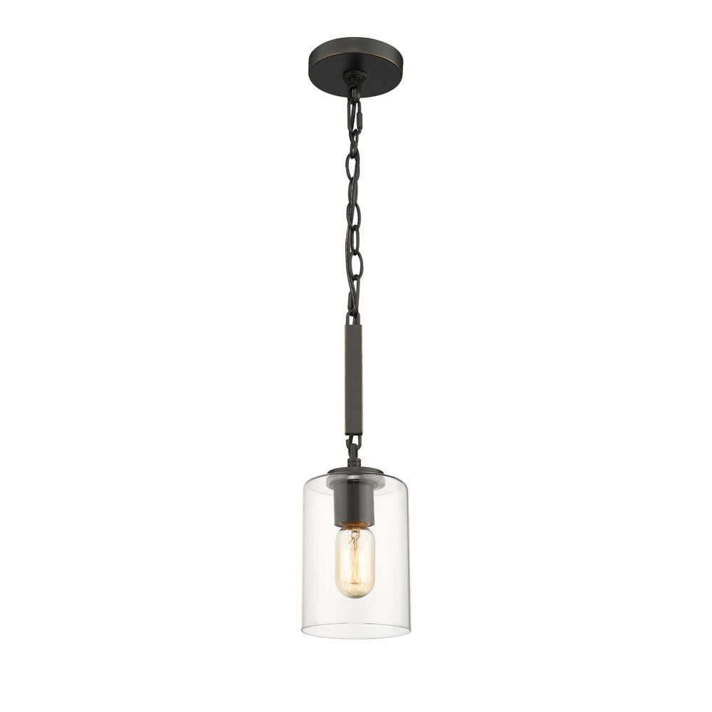 Golden - 7041-M1L BLK-CLR - One Light Mini Pendant - Monroe - Matte Black with Gold Highlights