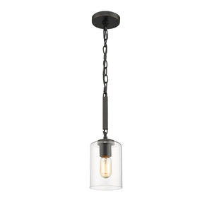 Golden - 7041-M1L BLK-CLR - One Light Mini Pendant - Monroe - Matte Black with Gold Highlights