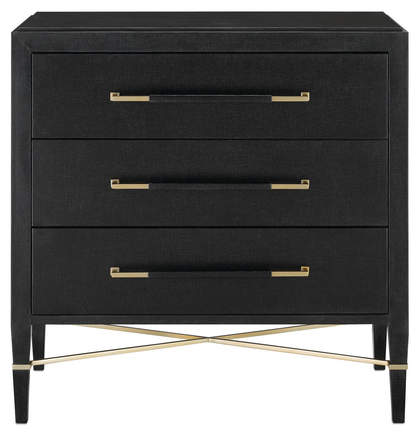 Currey and Company - 3000-0065 - Chest - Verona - Black Lacquered Linen/Champagne