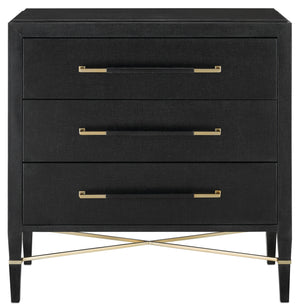 Currey and Company - 3000-0065 - Chest - Verona - Black Lacquered Linen/Champagne