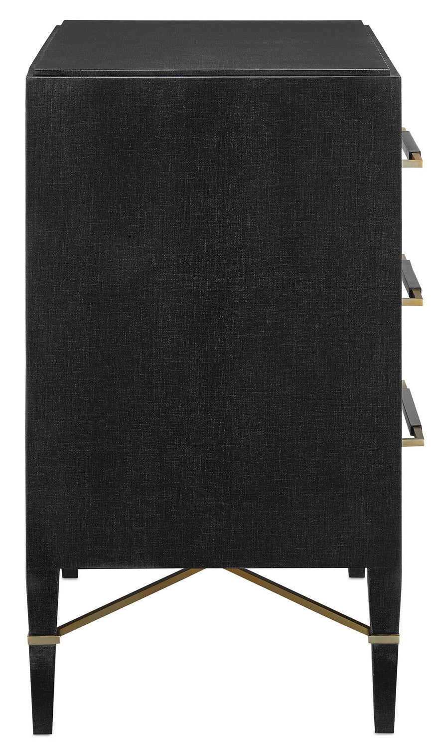 Currey and Company - 3000-0065 - Chest - Verona - Black Lacquered Linen/Champagne