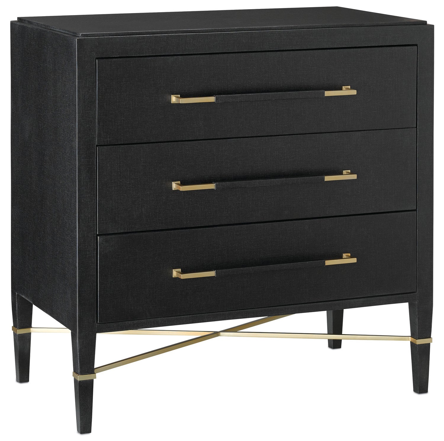 Currey and Company - 3000-0065 - Chest - Verona - Black Lacquered Linen/Champagne