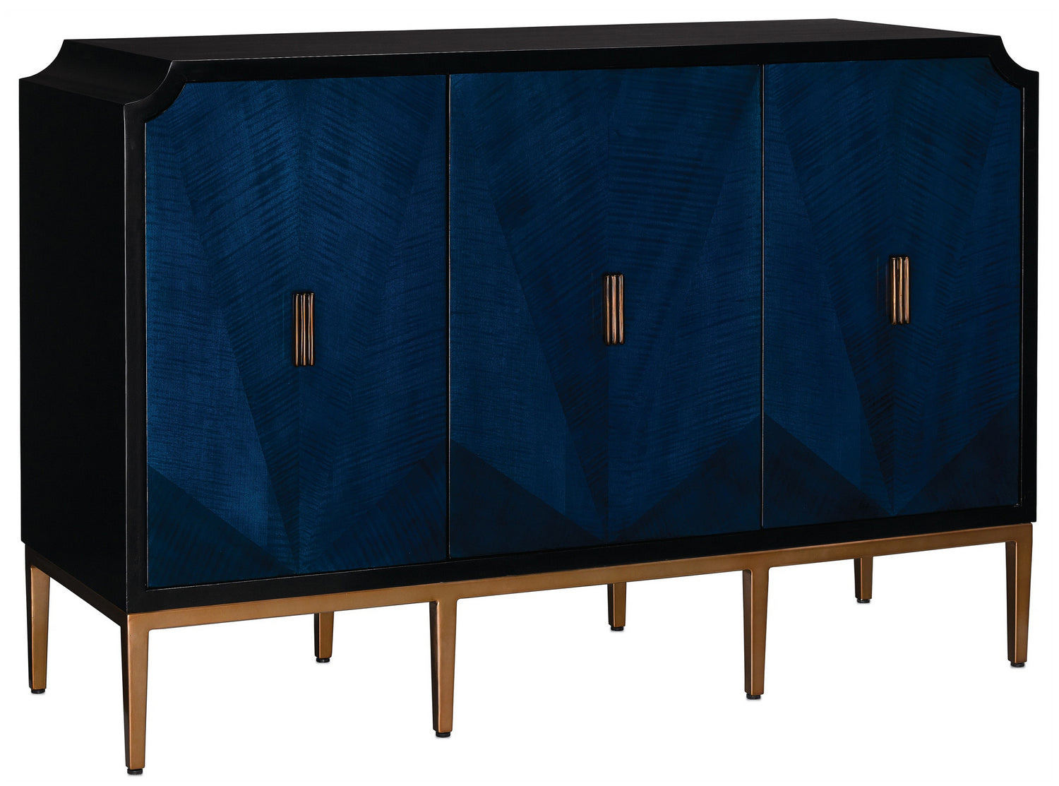 Currey and Company - 3000-0082 - Cabinet - Kallista - Dark Sapphire/Caviar Black/Antique Brass