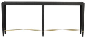 Currey and Company - 3000-0097 - Console Table - Verona - Black Lacquered Linen/Champagne