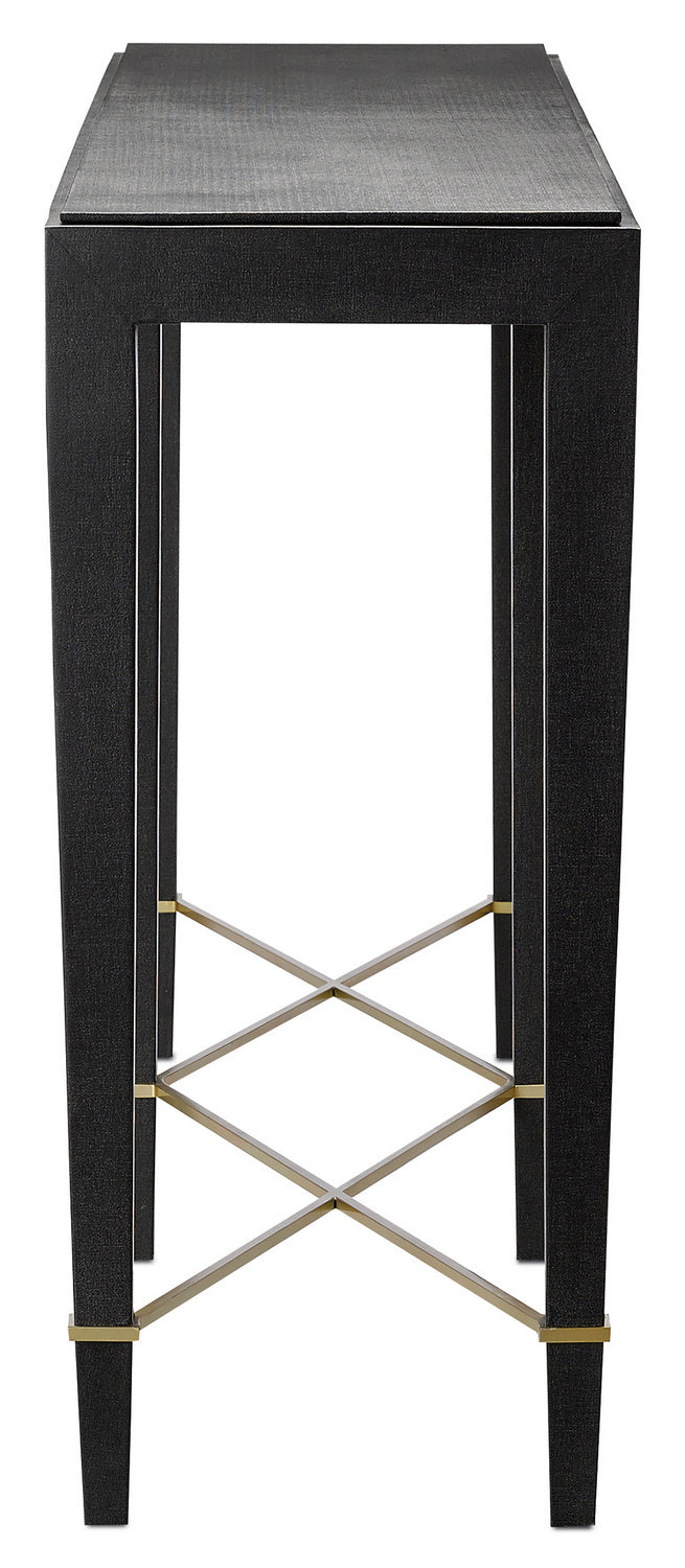 Currey and Company - 3000-0097 - Console Table - Verona - Black Lacquered Linen/Champagne