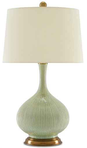 Currey and Company - 6000-0218 - One Light Table Lamp - Cait - Grass Green/Antique Brass