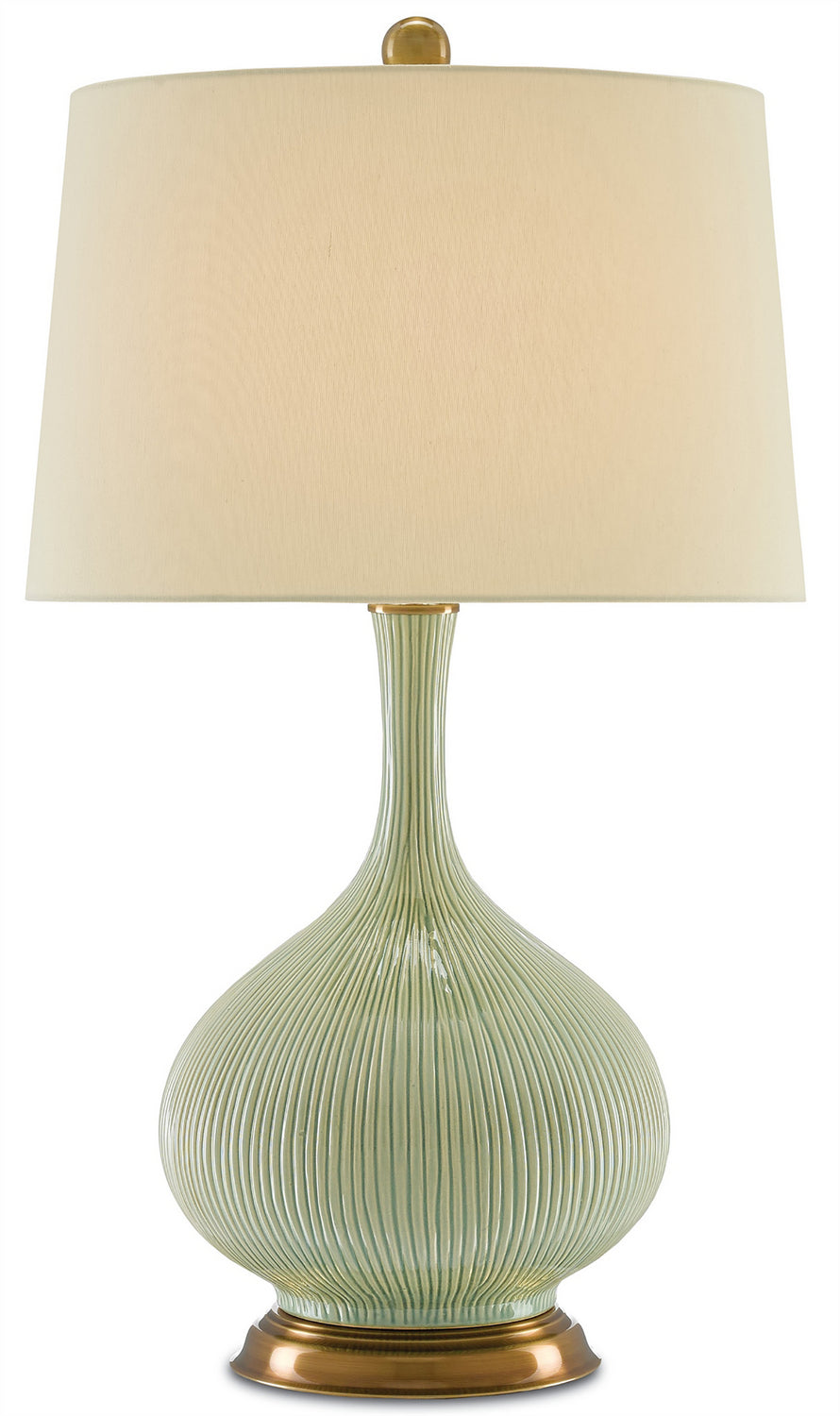 Currey and Company - 6000-0218 - One Light Table Lamp - Cait - Grass Green/Antique Brass