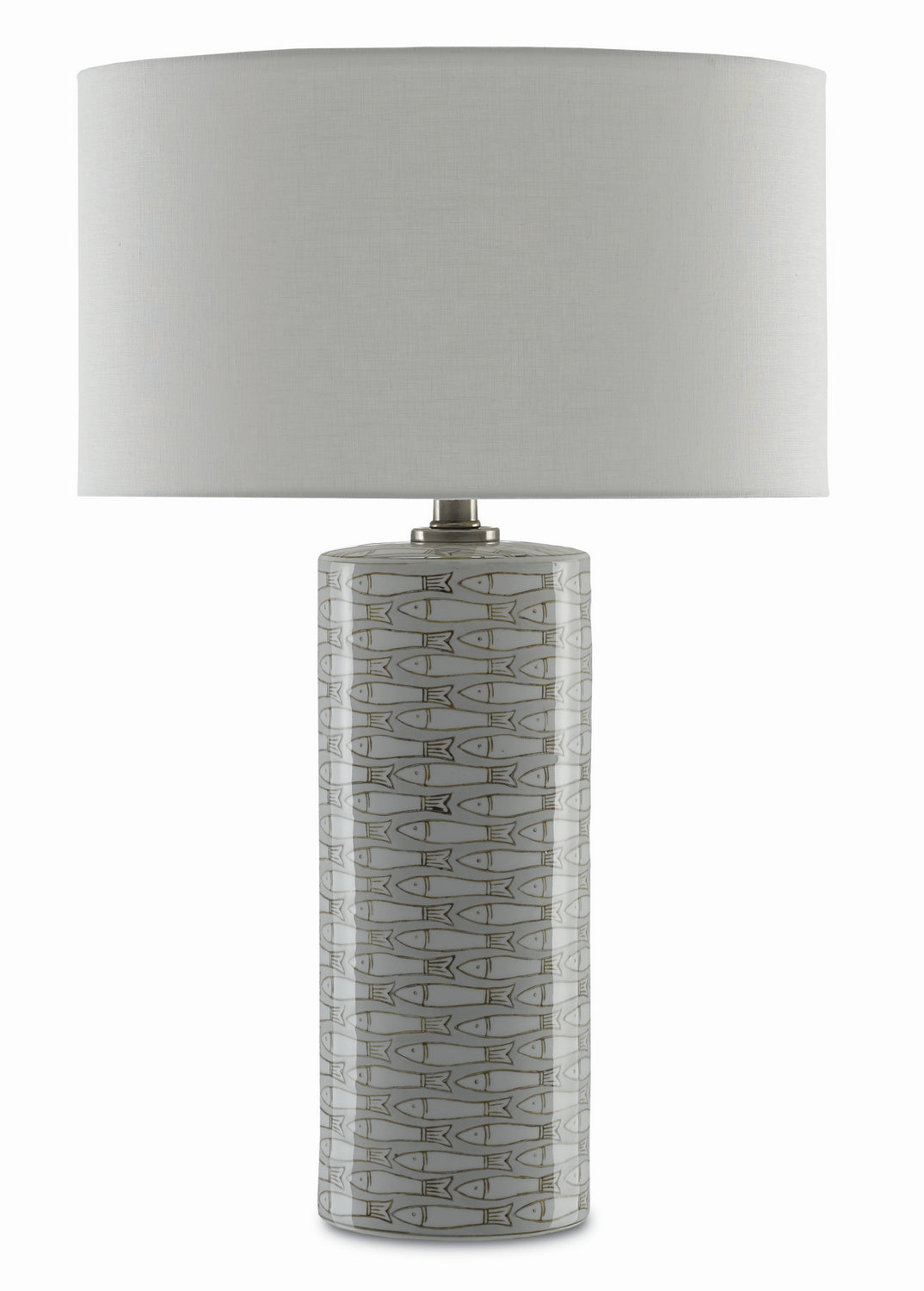 Currey and Company - 6000-0283 - One Light Table Lamp - Fisch - Gray/White/Antique Nickel