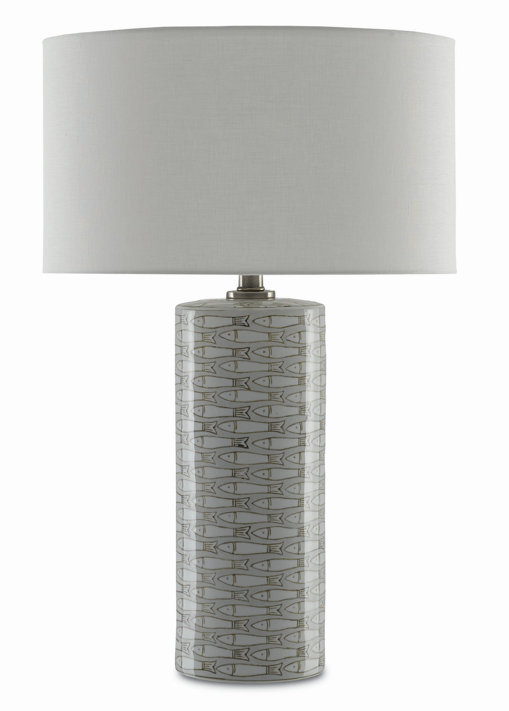 Currey and Company - 6000-0283 - One Light Table Lamp - Fisch - Gray/White/Antique Nickel