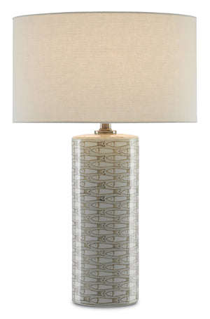 Currey and Company - 6000-0283 - One Light Table Lamp - Fisch - Gray/White/Antique Nickel