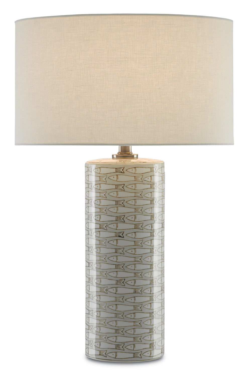 Currey and Company - 6000-0283 - One Light Table Lamp - Fisch - Gray/White/Antique Nickel