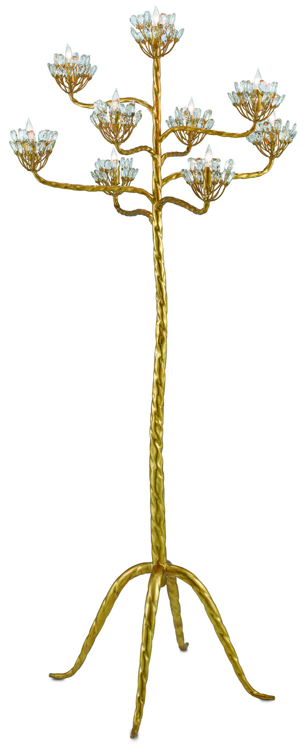 Currey and Company - 8000-0045 - Nine Light Floor Candelabra - Marjorie Skouras - Contemporary Gold Leaf