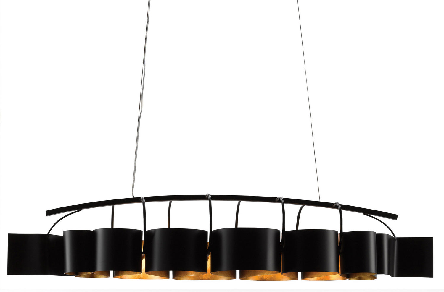 Currey and Company - 9000-0262 - Eight Light Chandelier - Marchfield - Satin Black/Contemporary Gold Leaf