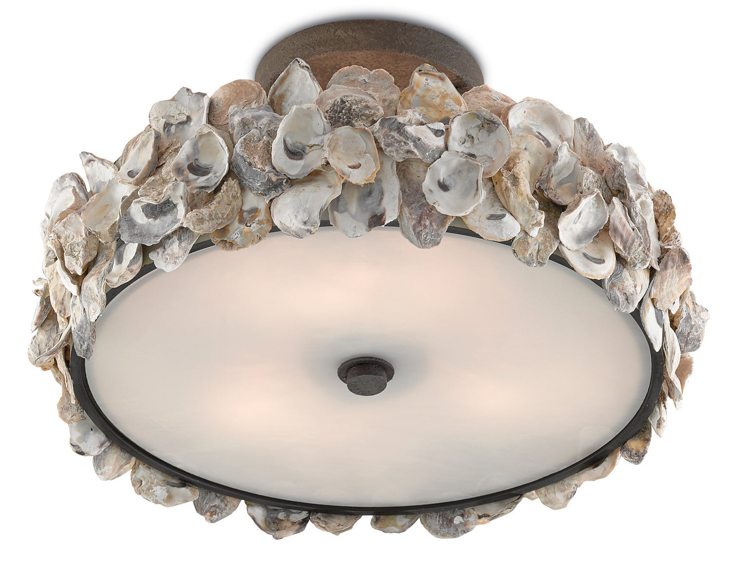 Currey and Company - 9000-0265 - Three Light Semi-Flush Mount - Oyster - Textured Bronze/Natural