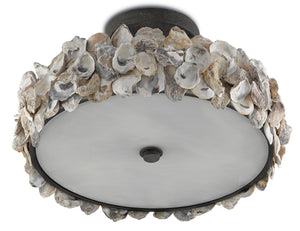 Currey and Company - 9000-0265 - Three Light Semi-Flush Mount - Oyster - Textured Bronze/Natural