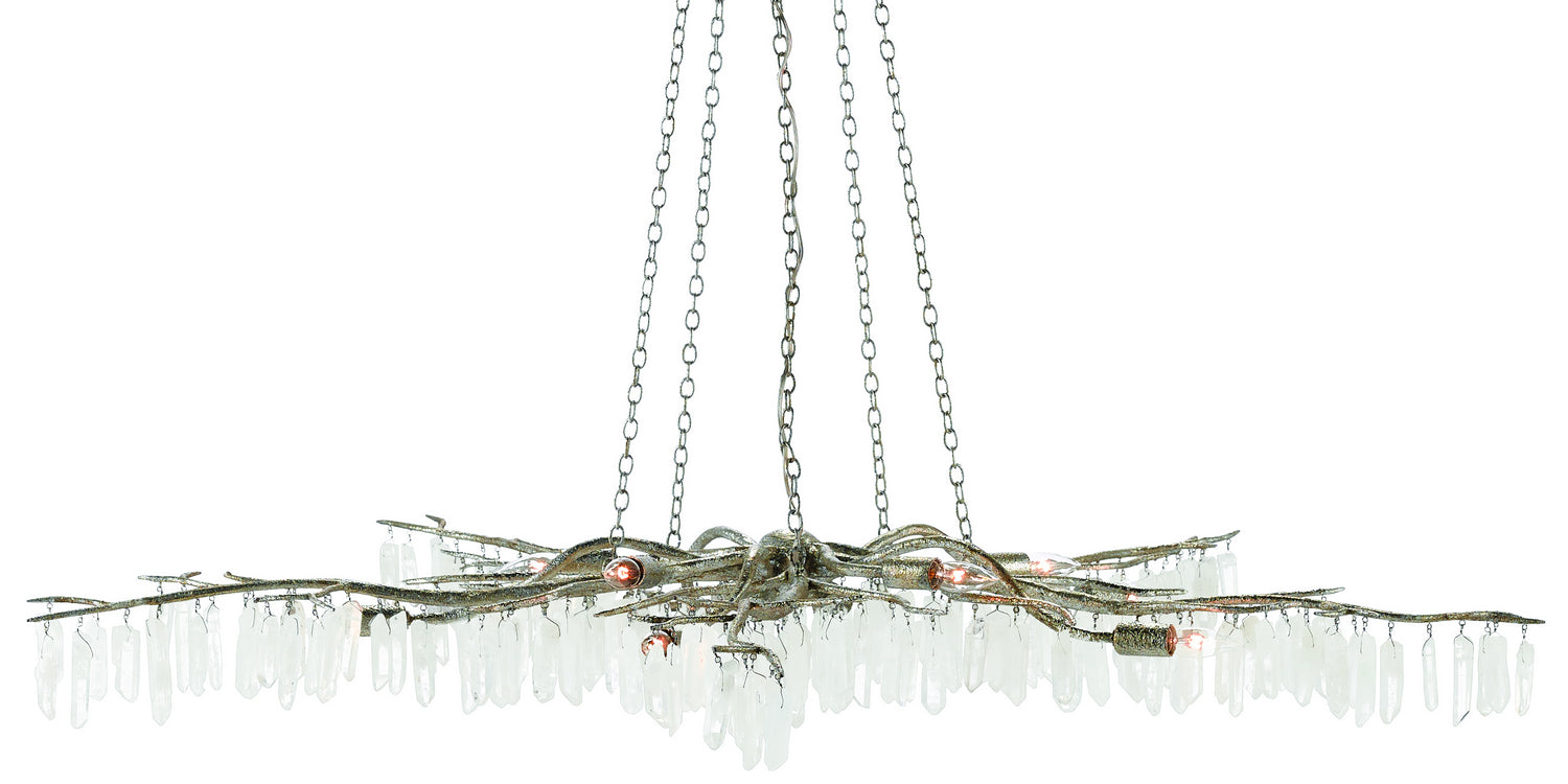 Currey and Company - 9000-0368 - Ten Light Chandelier - Aviva Stanoff - Textured Silver/Natural