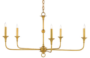 Currey and Company - 9000-0369 - Five Light Chandelier - Nottaway - Contemporary Gold Leaf