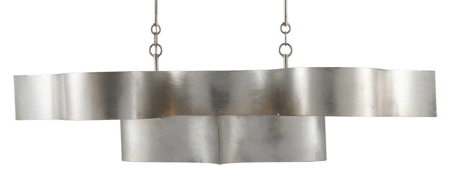 Currey and Company - 9000-0372 - Six Light Chandelier - Grand - Contemporary Silver Leaf